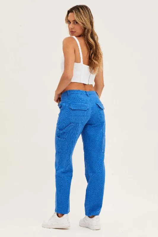 Blue Carpenter Denim Jeans Low Rise