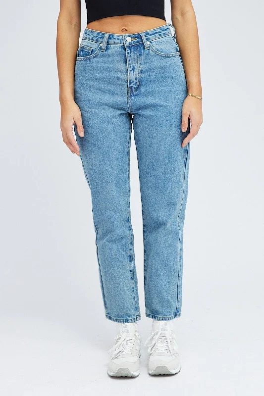 Blue High Rise Mom Jeans