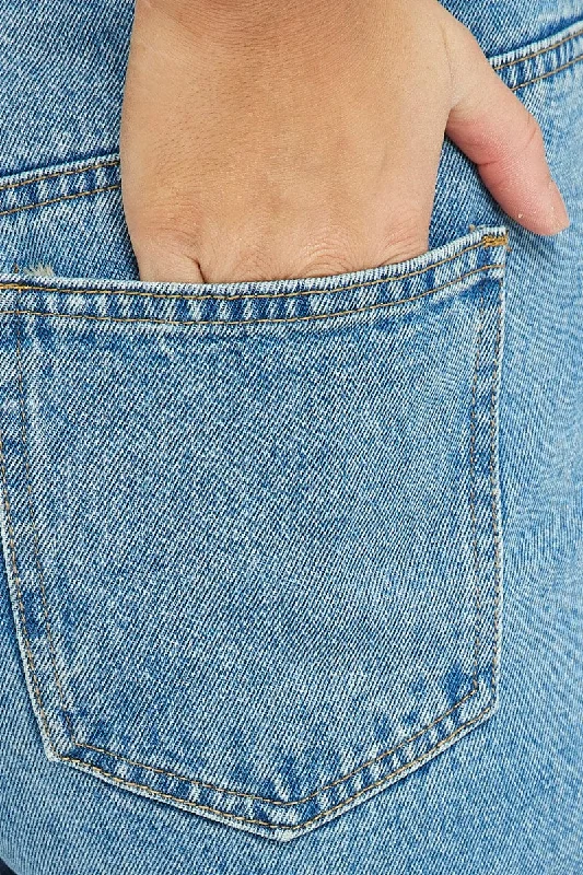 Blue High Rise Mom Jeans