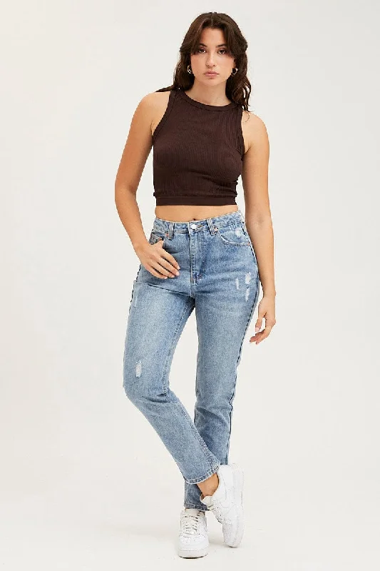 Blue Mom Jeans High Rise