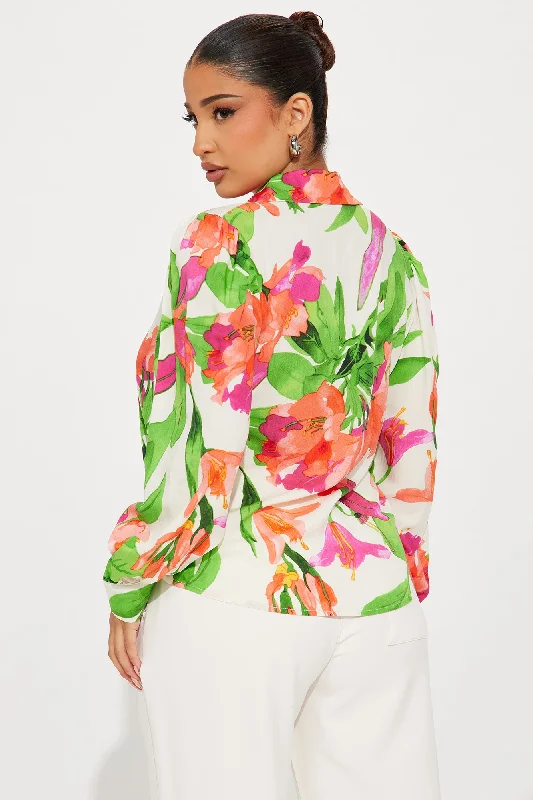 Book A Flight Floral Shirt - Ivory/combo