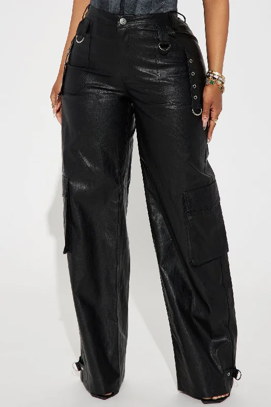 Bring The Action Faux Leather Pant - Black