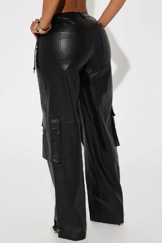 Bring The Action Faux Leather Pant - Black