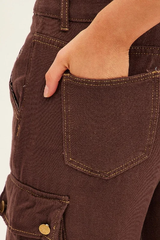 Brown Denim Cargo Jeans