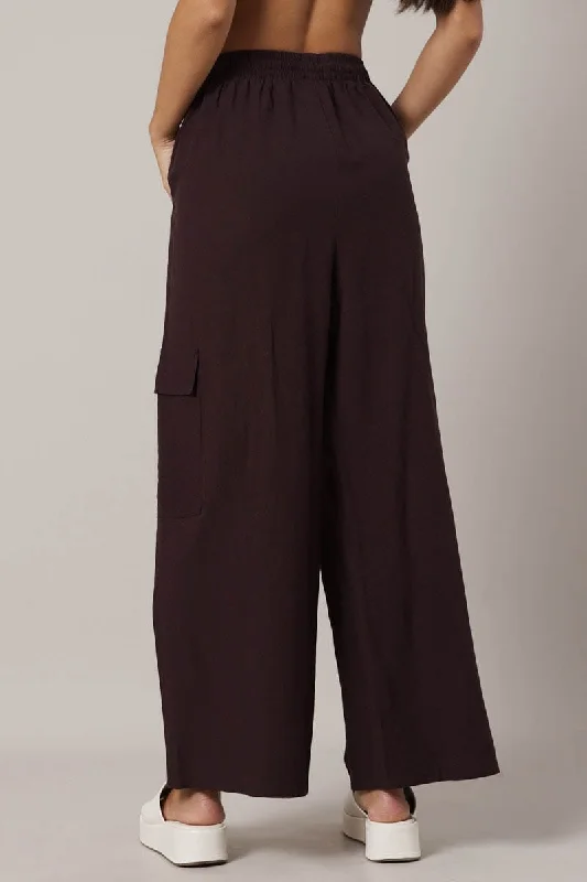 Brown Relaxed Cargo Pant Elasticated Waist