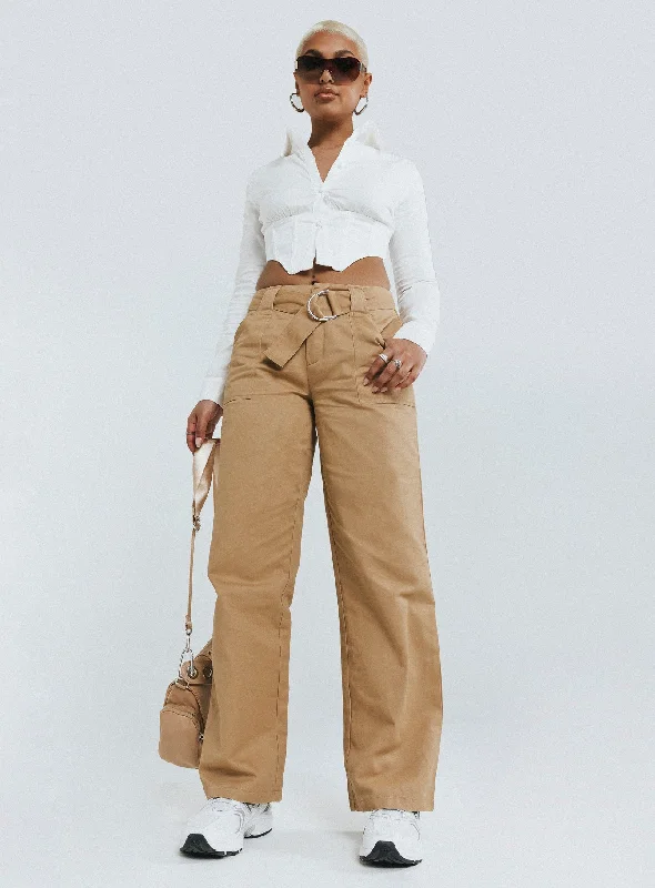 Burdem Low Waist Pants Camel