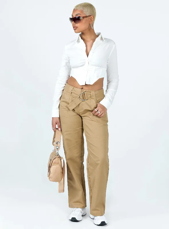 Burdem Low Waist Pants Camel