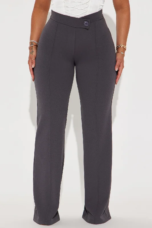 Call It Even Wide Leg Dress Pants - Charcoal