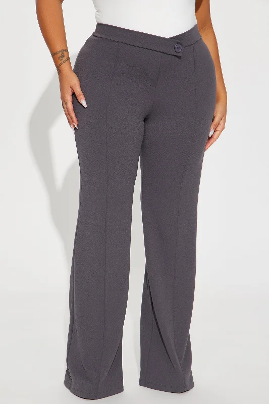 Call It Even Wide Leg Dress Pants - Charcoal