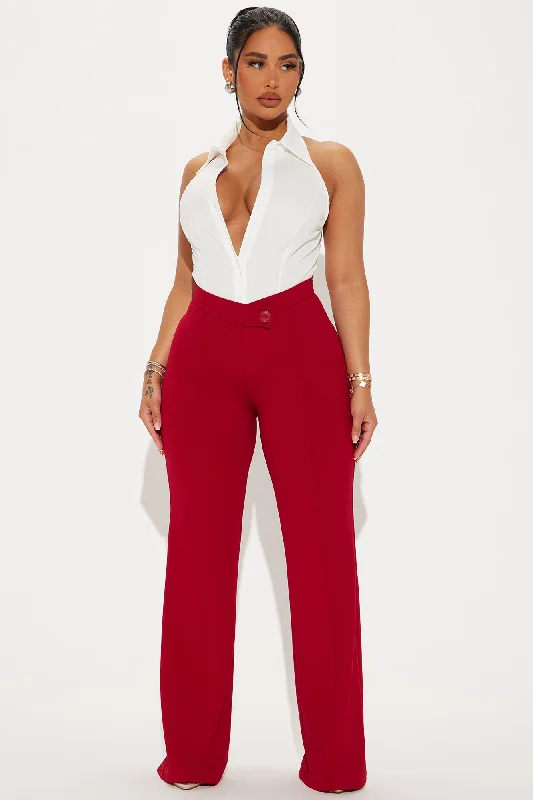 Call It Even Wide Leg Dress Pants - Red