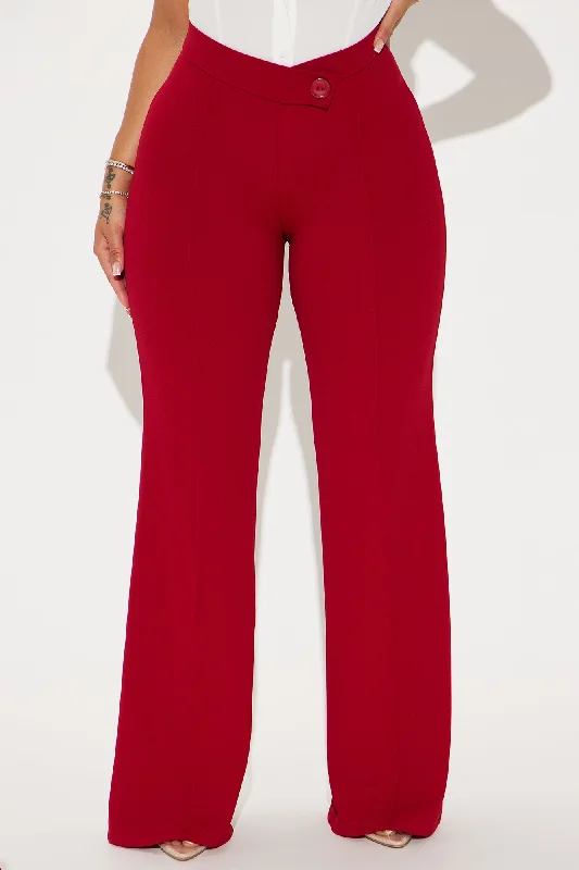 Call It Even Wide Leg Dress Pants - Red