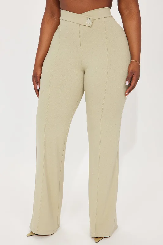 Call It Even Wide Leg Dress Pants - Sage