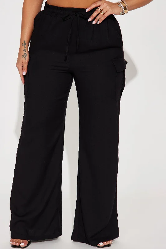 Camilla Wide Leg Cargo Pant - Black