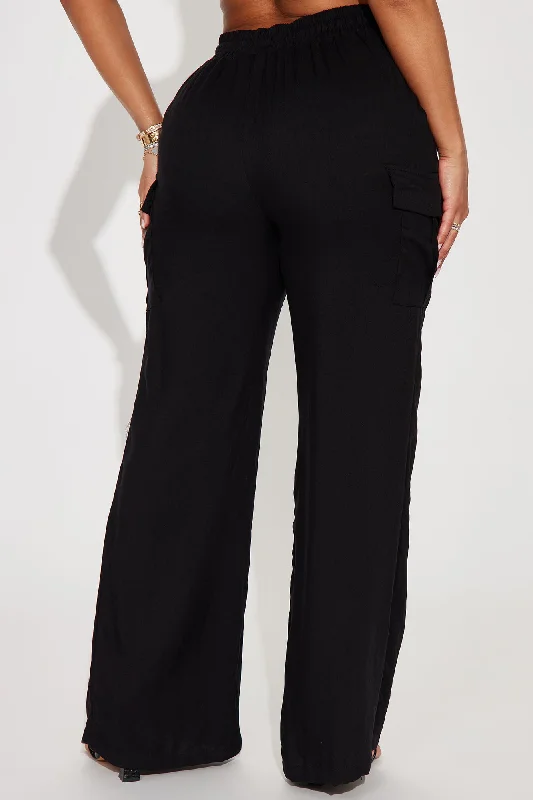 Camilla Wide Leg Cargo Pant - Black