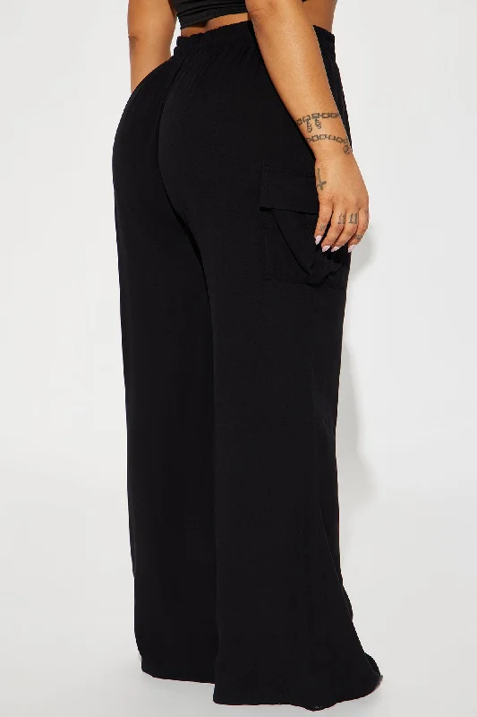 Camilla Wide Leg Cargo Pant - Black