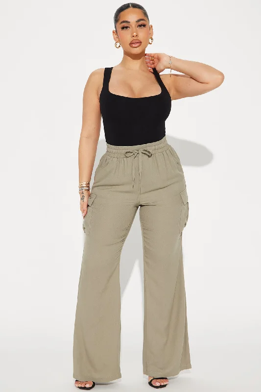 Camilla Wide Leg Cargo Pant - Charcoal