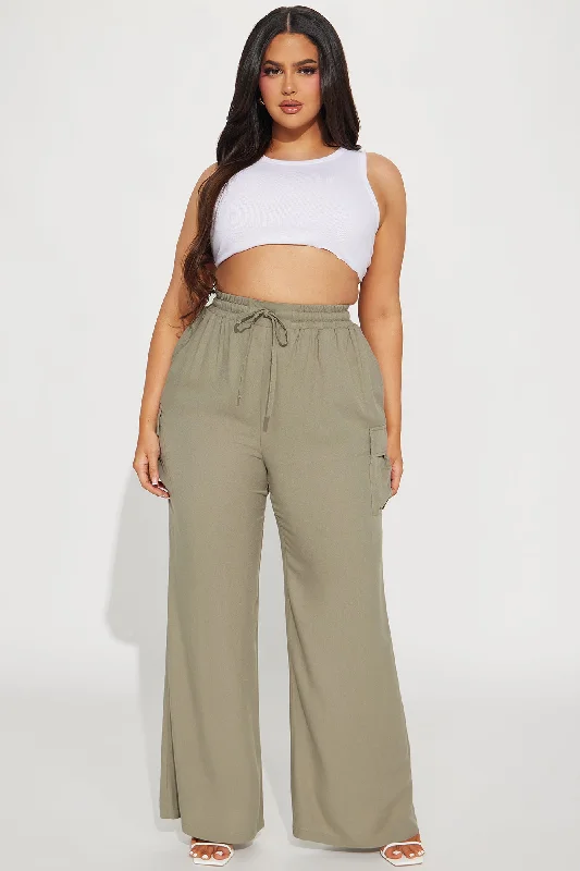 Camilla Wide Leg Cargo Pant - Charcoal