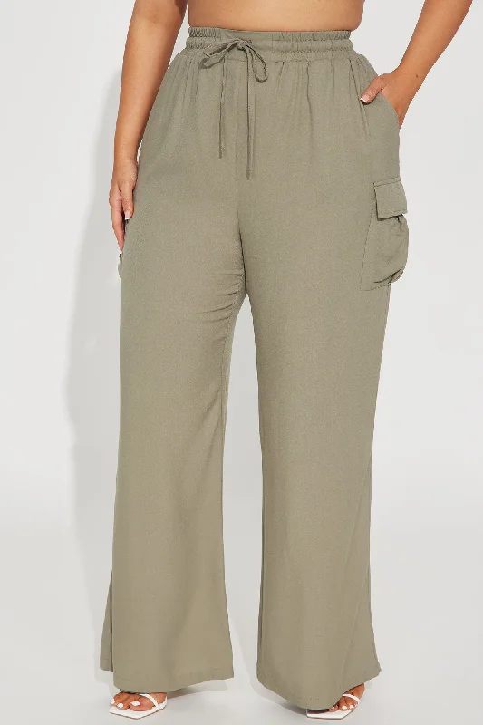 Camilla Wide Leg Cargo Pant - Charcoal