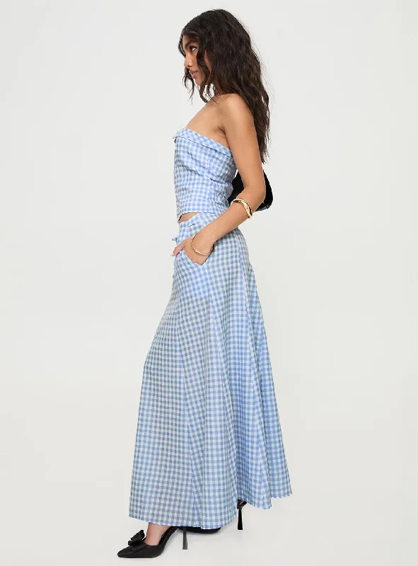 Carmino Maxi Skirt Blue Check