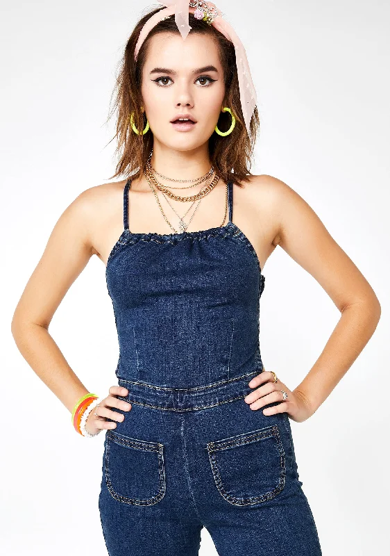 Carnation Trip Denim Jumpsuit