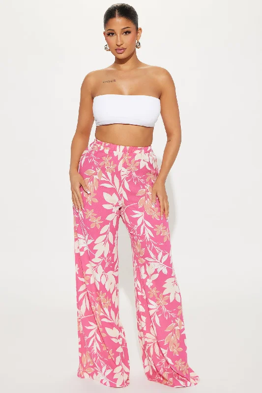 Casual Fling Floral Wide Leg Pant - Pink/combo