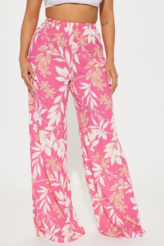 Casual Fling Floral Wide Leg Pant - Pink/combo