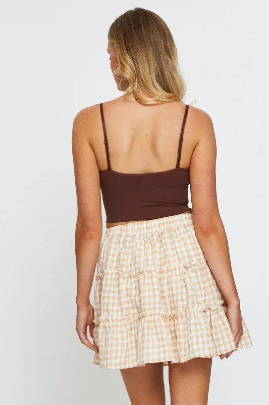 Check Gingham Mini Skater Skirt