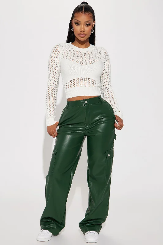 Checkin' Out Faux Leather Cargo Pant - Hunter