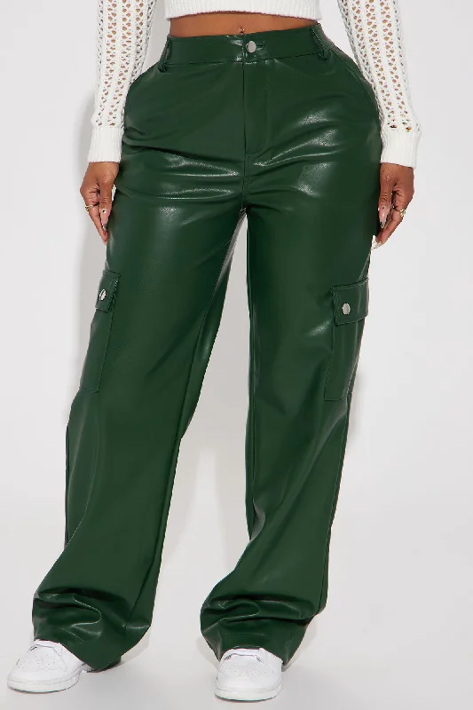 Checkin' Out Faux Leather Cargo Pant - Hunter