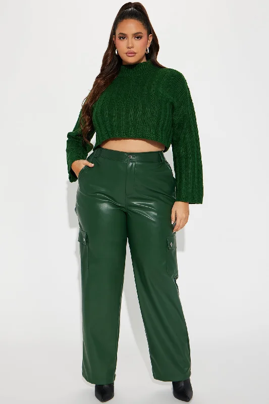 Checkin' Out Faux Leather Cargo Pant - Hunter