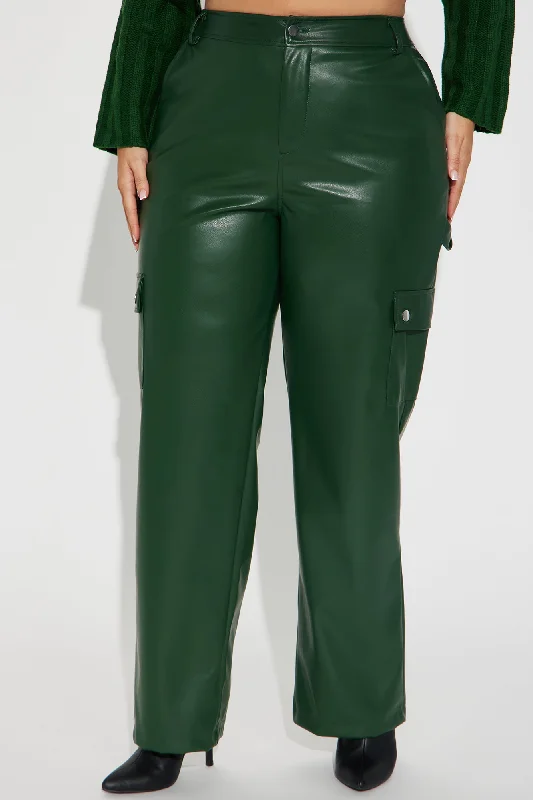 Checkin' Out Faux Leather Cargo Pant - Hunter