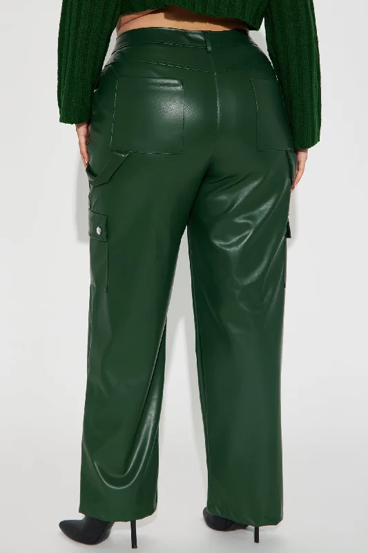 Checkin' Out Faux Leather Cargo Pant - Hunter