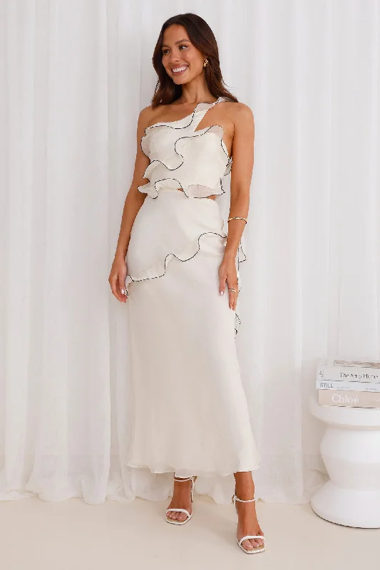 Cinematic Love One Shoulder Maxi Dress Cream