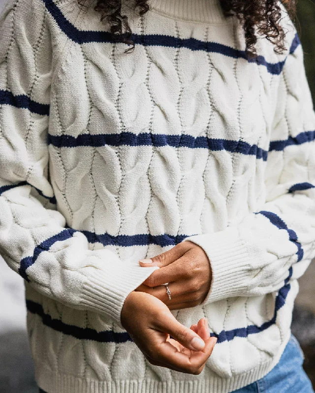 Comfort Stripe Organic Knitted Sweater - Off White Stripe