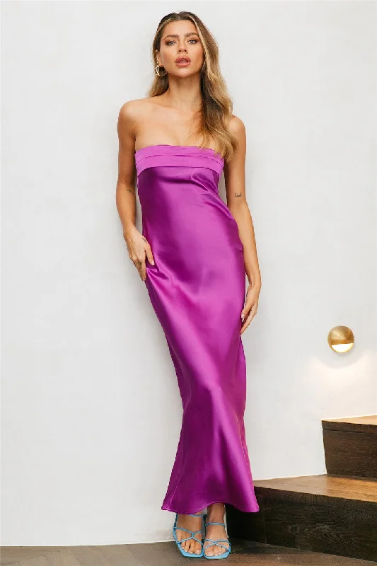 Cool Call Satin Maxi Dress Purple