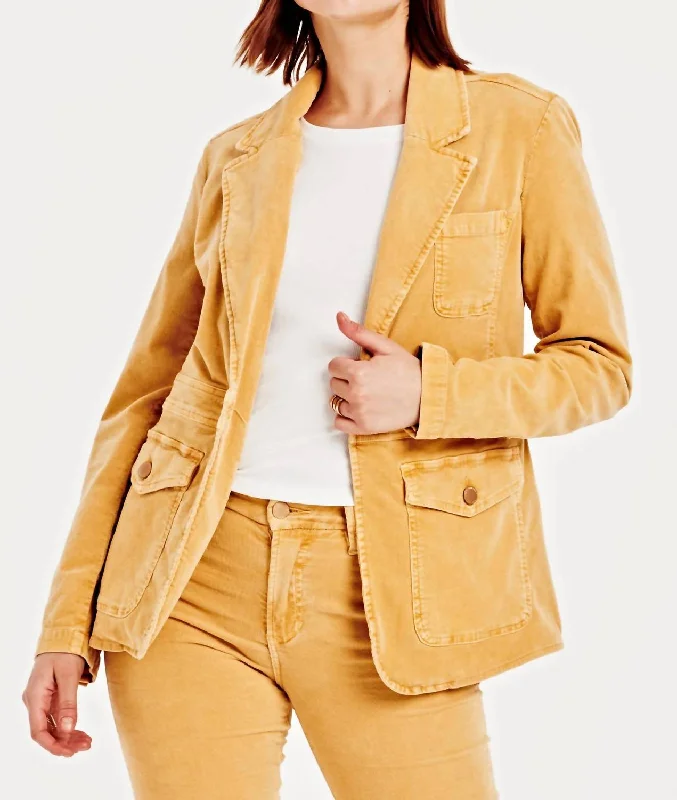 Corduroy Jacket Top In Sunset Gold