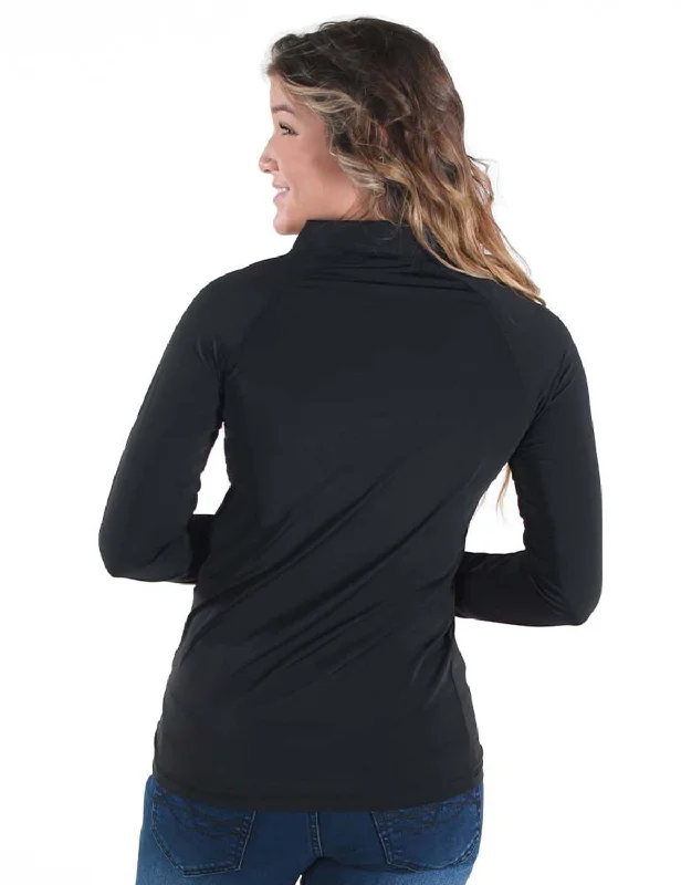 Cowgirl Tuff Womens Cooling UPF Black Nylon L/S Shirt