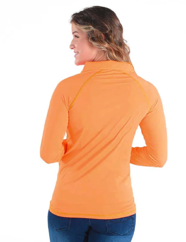 Cowgirl Tuff Womens Cooling UPF Tangerine Nylon L/S Shirt