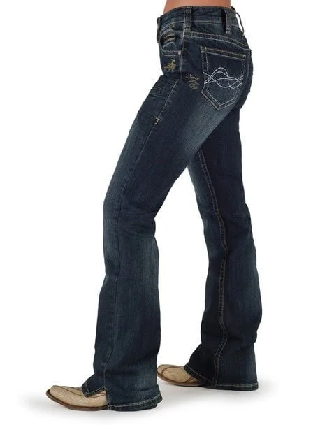 Cowgirl Tuff Womens Lisa's Legacy Dark Wash Cotton Blend Jeans