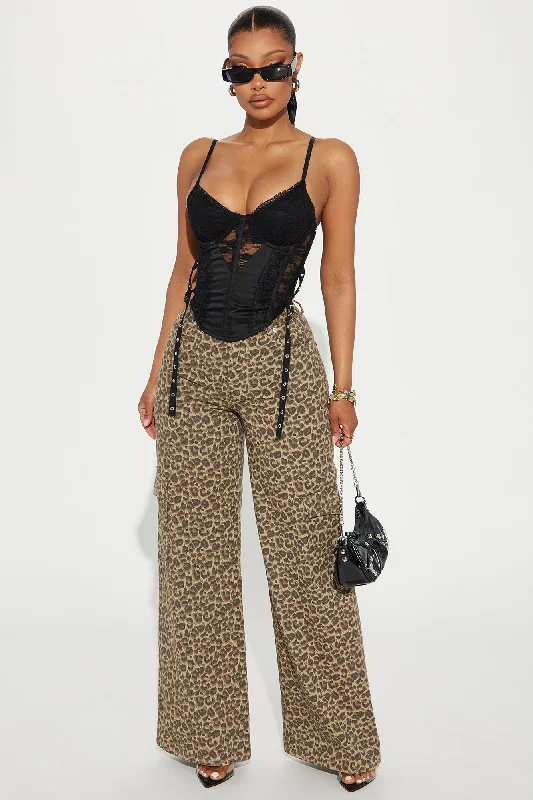 Crossing Boundaries Leopard Cargo Pant - Brown/combo