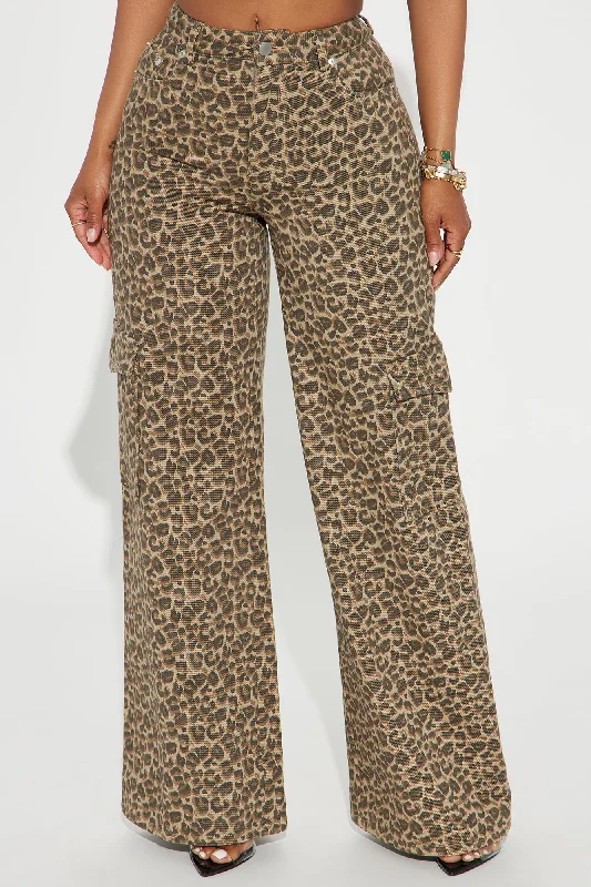 Crossing Boundaries Leopard Cargo Pant - Brown/combo