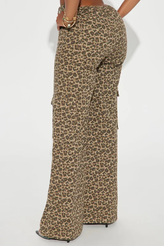 Crossing Boundaries Leopard Cargo Pant - Brown/combo