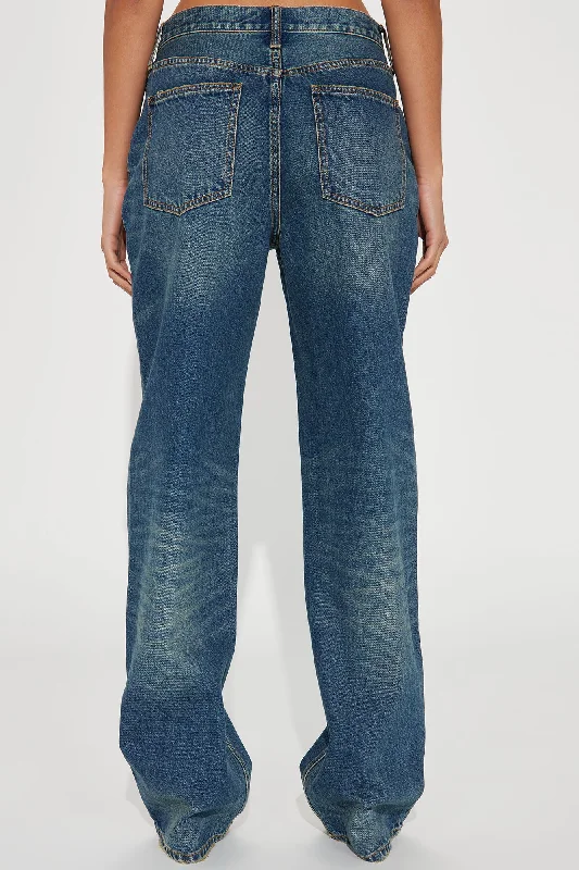 Crossover Straight Leg Tinted Jeans - Dark Wash