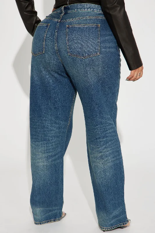 Crossover Straight Leg Tinted Jeans - Dark Wash