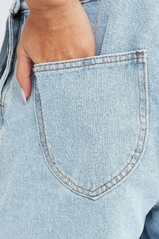 Denim Short Overall Jeans