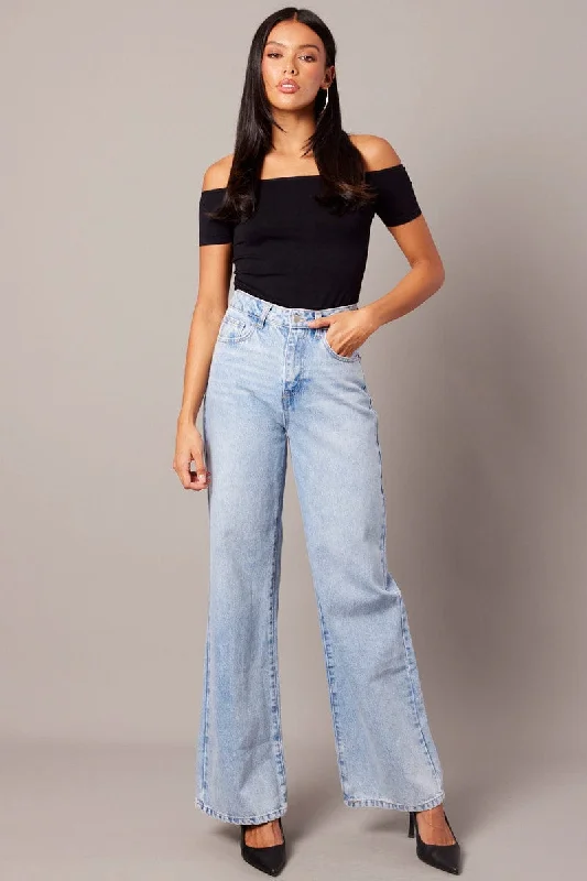 Denim Wide Leg Jean High Rise