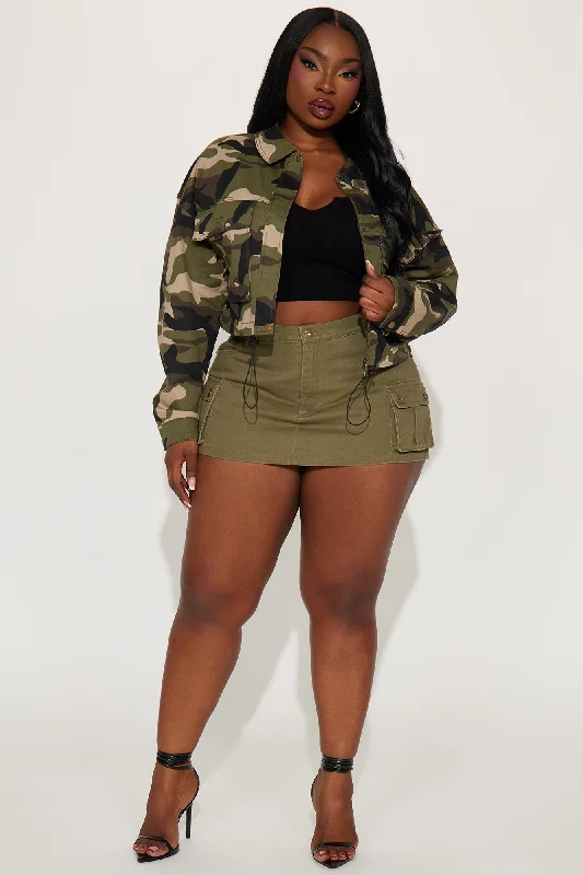 Don't Pretend Cargo Micro Mini Skort - Olive