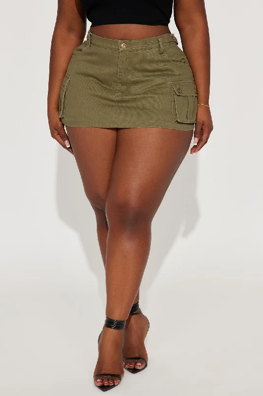 Don't Pretend Cargo Micro Mini Skort - Olive