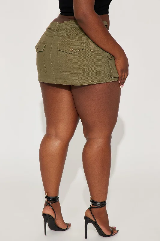 Don't Pretend Cargo Micro Mini Skort - Olive