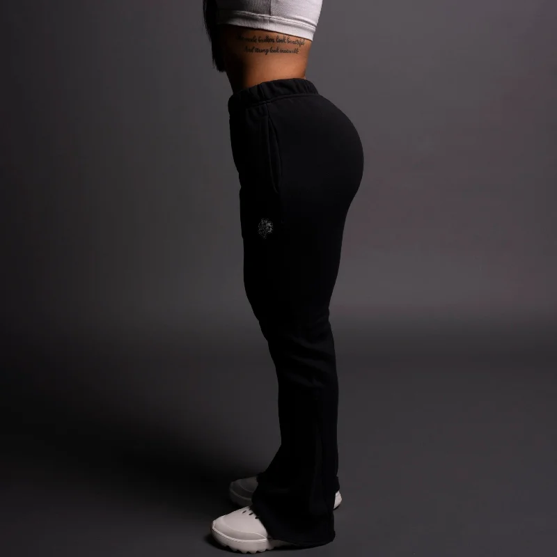 Dual She Flare Sweat Pants in Black